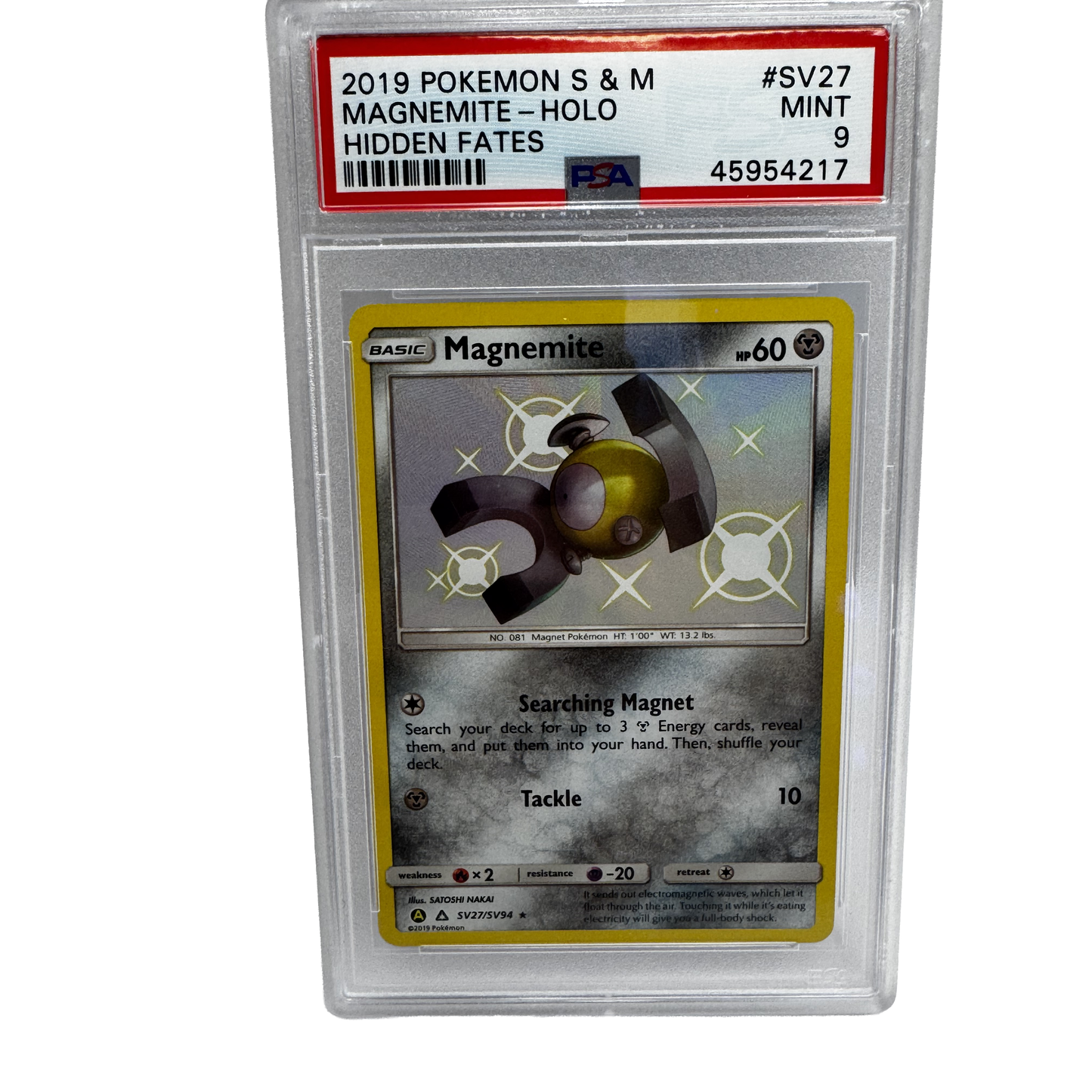 2019 Pokémon Magnemite PSA 9 - SV27/SV94 Hidden Fates Shiny