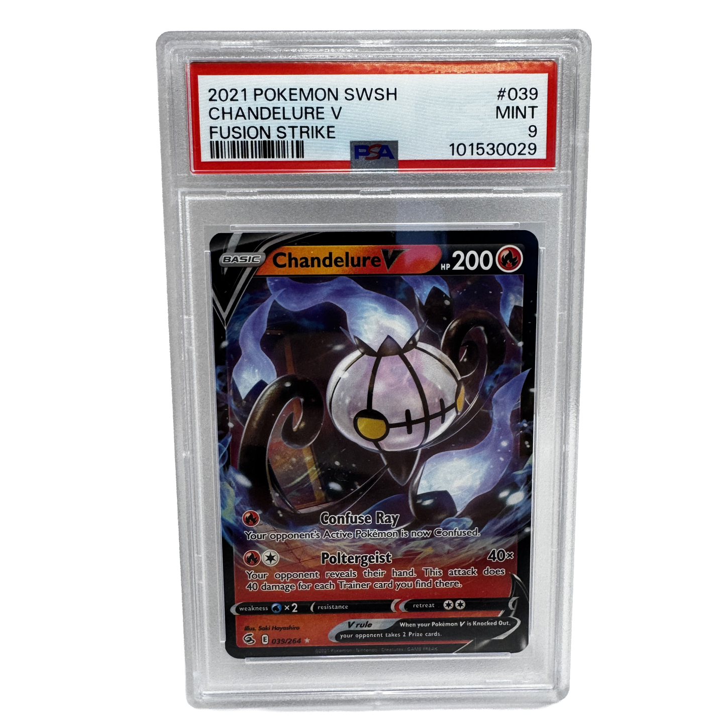 2021 PSA 9 Chandelure V #039 – Fusion Strike