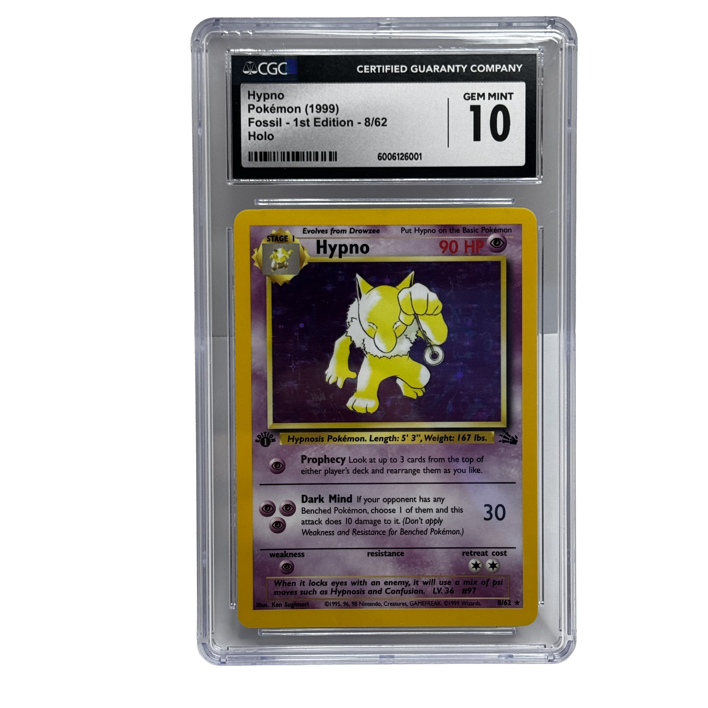 1999 Hypno 1st Edition Holo CGC 10 – Fossil Set