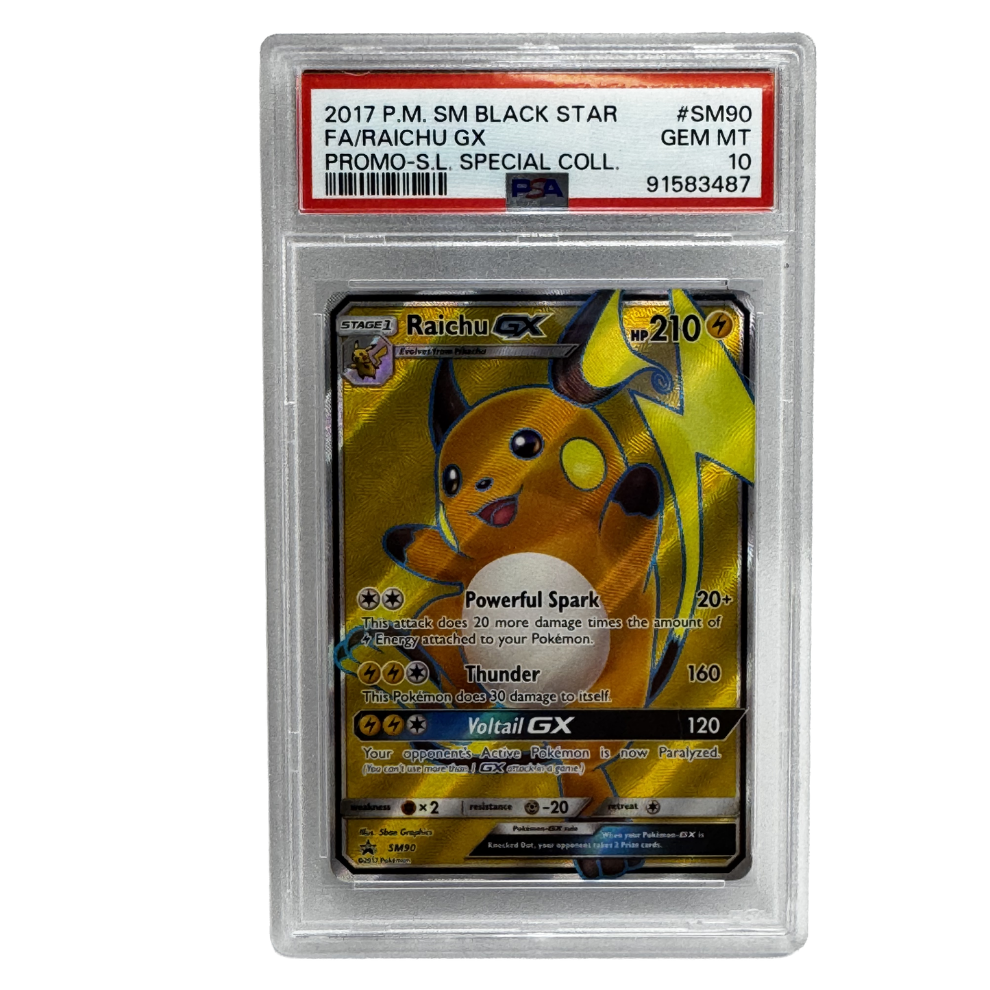 2017  Raichu GX Full Art Gold Promo PSA 10 -  SM90