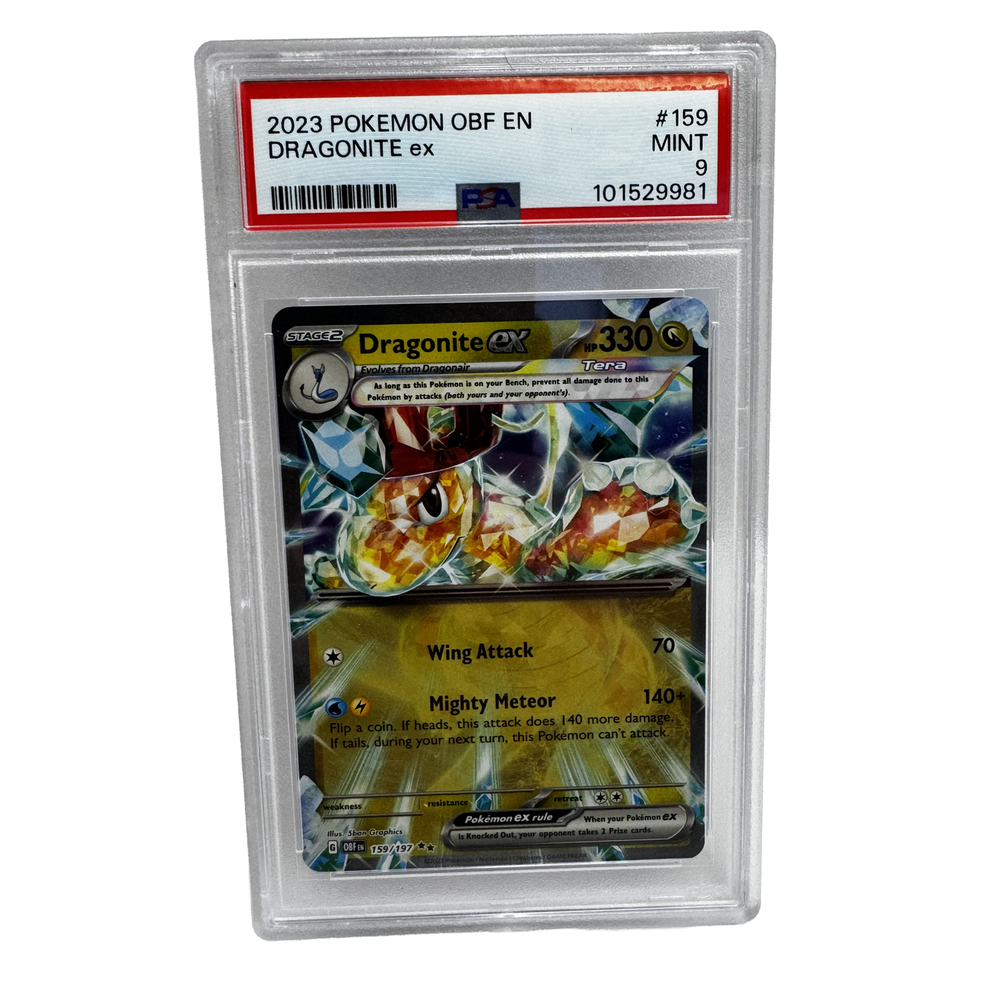 2023 Pokémon Dragonite ex PSA 9 -  #159/197 Obsidian Flames