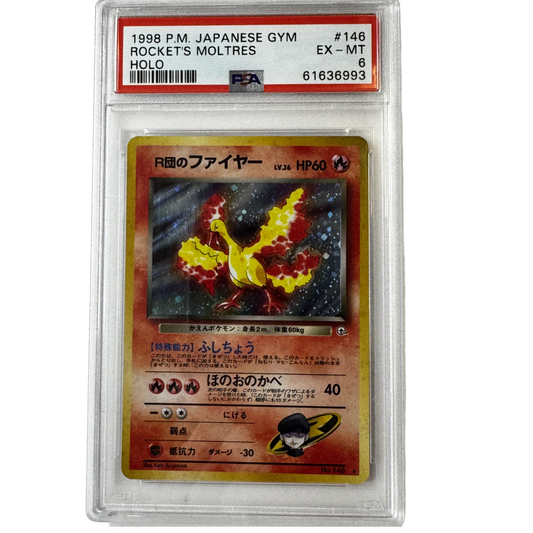 1998 Japanese Gym Rocket’s Moltres Holo - PSA 6