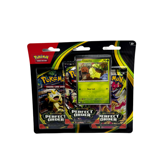 Pokémon TCG Perfect Order 3-Pack Blister – Chikorita Promo